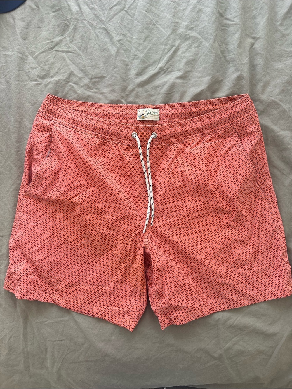 J. Crew Orange Geometric Swim Trunks